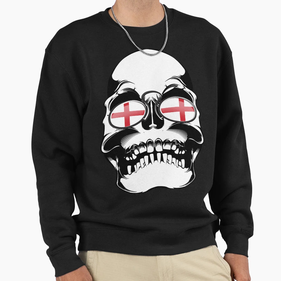 England Football Skull Sweatshirt - Minimalist Print Men Women - T-Shirt, Sweatshirt, Hoodie