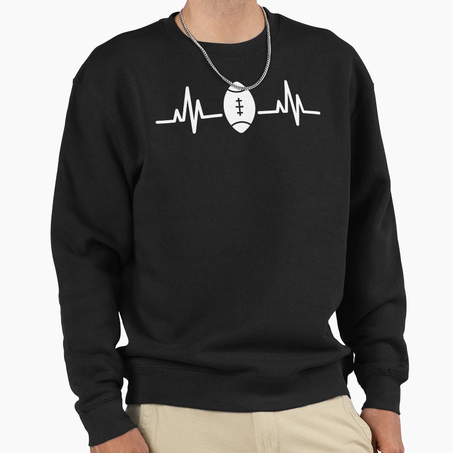 Football Heartbeat Line Sweatshirt - Novelty Apparel Unisex - T-Shirt, Sweatshirt, Hoodie