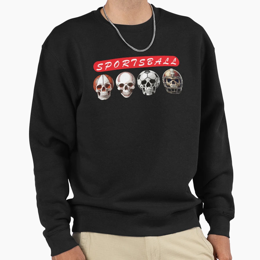 Sportsball Skull Sweatshirt - Minimalist Print Men Women - T-Shirt, Sweatshirt, Hoodie