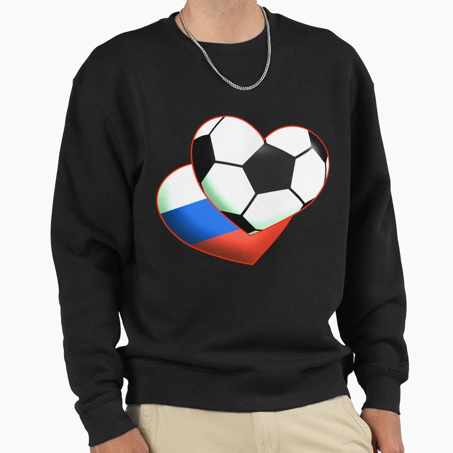 Football Heart Russia Sweatshirt - Novelty Apparel for Adults - T-Shirt, Sweatshirt, Hoodie