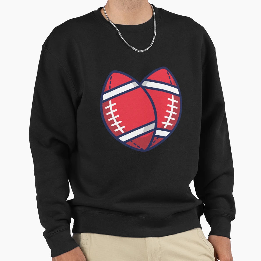 American Football Sports Love Heart Sweatshirt - Unique Graphic for Adults - T-Shirt, Sweatshirt, Hoodie