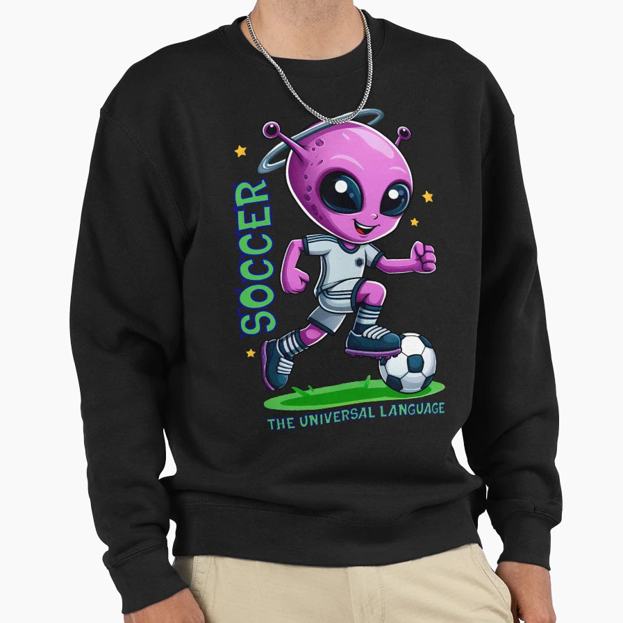 Soccer Universal Language Alien Sweatshirt - Minimalist Print for Adults - T-Shirt, Sweatshirt, Hoodie