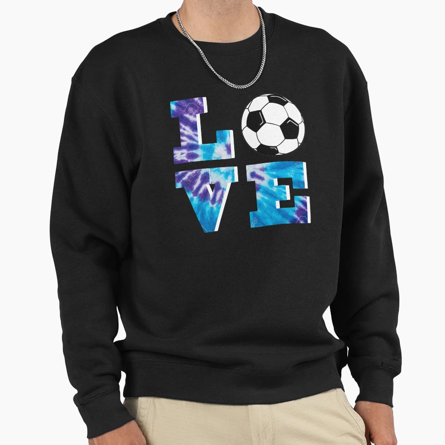 Blue Purple Soccer Love Tie Dye Sweatshirt - Streetwear Style Unisex - T-Shirt, Sweatshirt, Hoodie