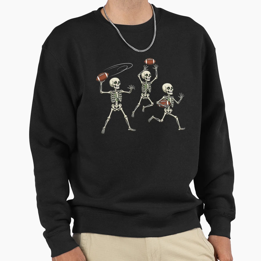 American Football Skeleton Halloween Sweatshirt - Minimalist Print Unisex - T-Shirt, Sweatshirt, Hoodie
