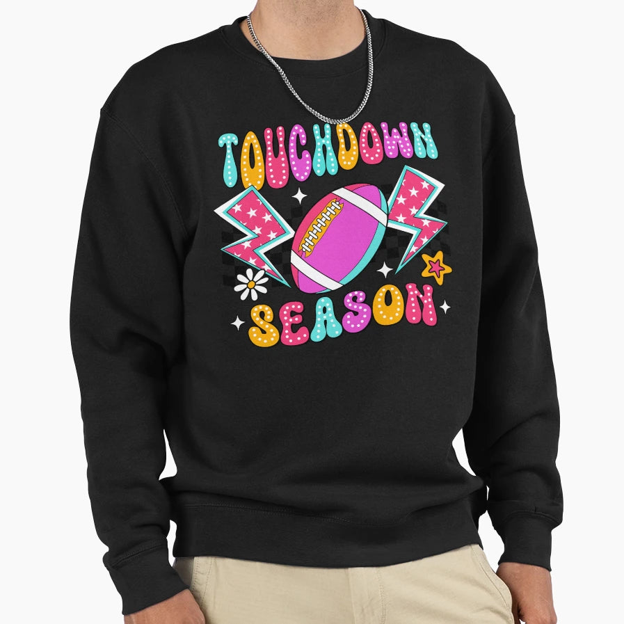 Colorful Touchdown Season Sweatshirt - Trendy Graphic Unisex - T-Shirt, Sweatshirt, Hoodie