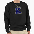 Silver And Navy Varsity Letter K Sweatshirt - Trendy Graphic Men Women - T-Shirt, Sweatshirt, Hoodie