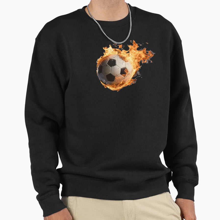 Burning Soccer Ball Sweatshirt - Fun Novelty Design Men Women - T-Shirt, Sweatshirt, Hoodie