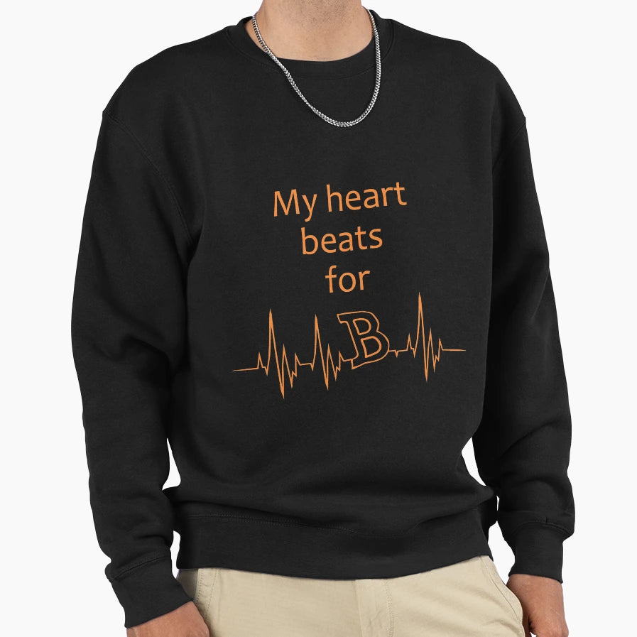 Your Heart Beats Bitcoin Sweatshirt - Unique Graphic Men Women - T-Shirt, Sweatshirt, Hoodie