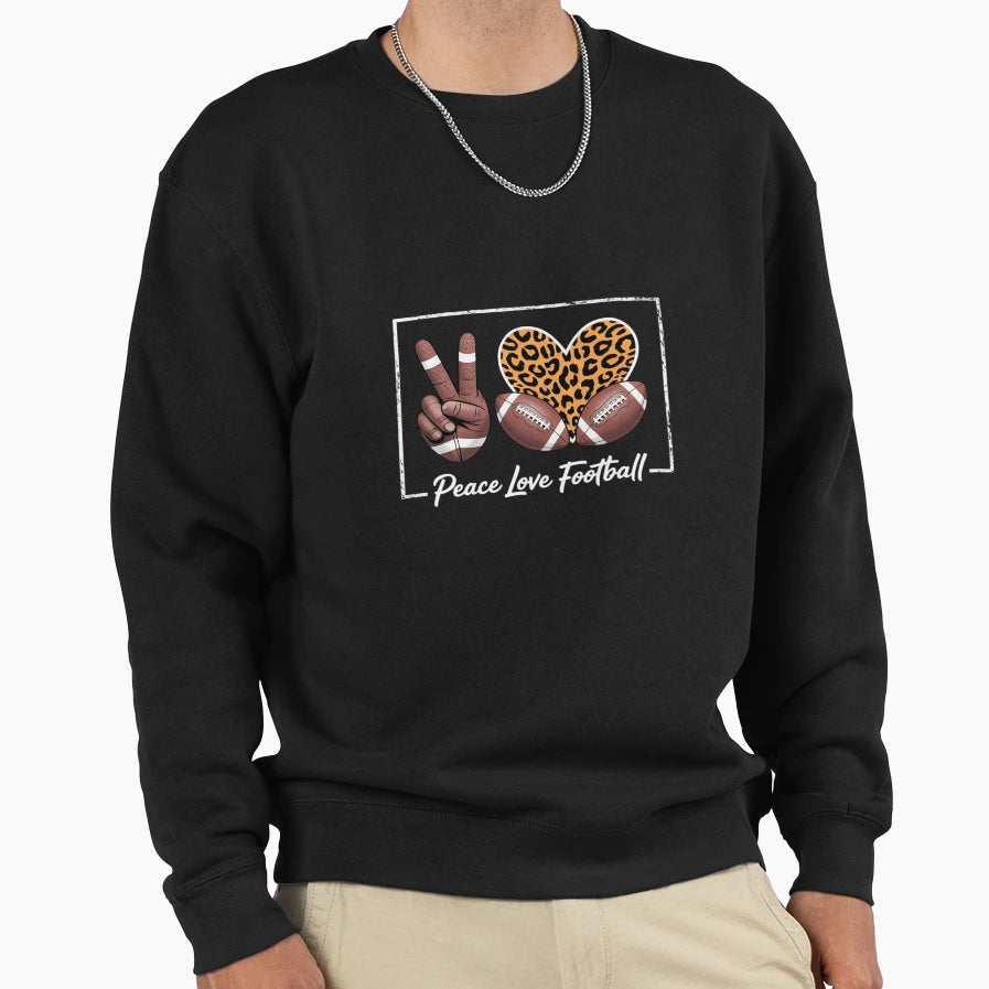 Peace Love Football Mom Game Day Sweatshirt - Custom Art Print Unisex - T-Shirt, Sweatshirt, Hoodie