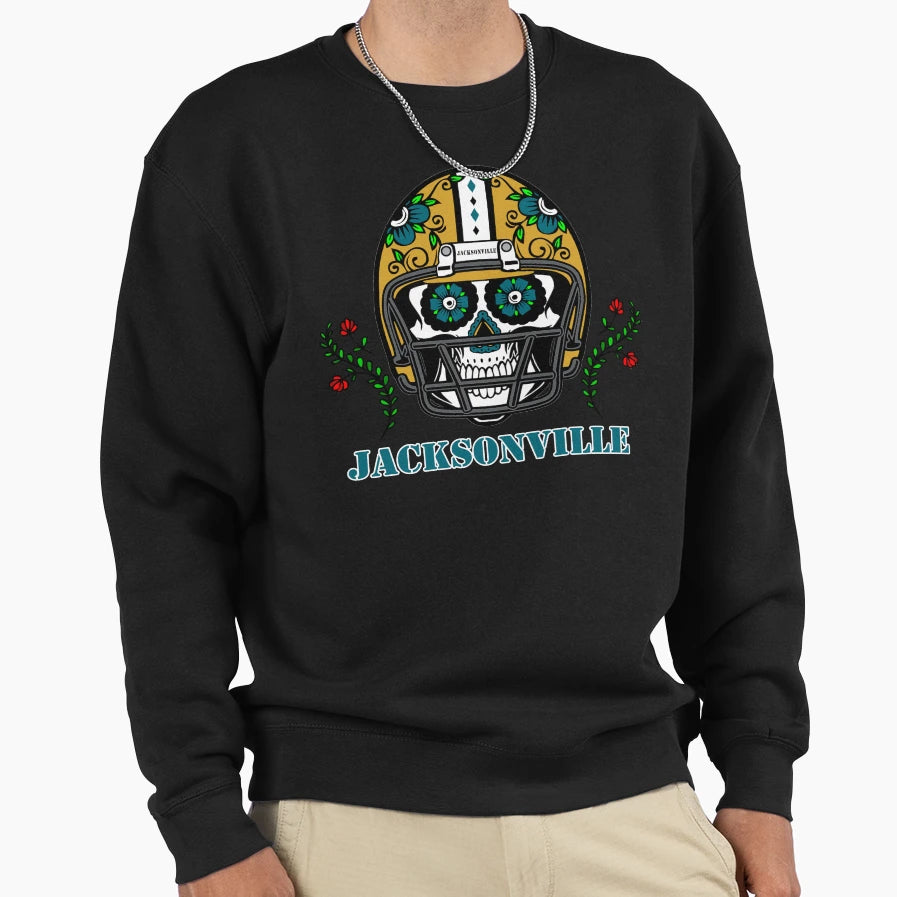 Jacksonville Football Helmet Sugar Sweatshirt - Trendy Graphic for Adults - T-Shirt, Sweatshirt, Hoodie