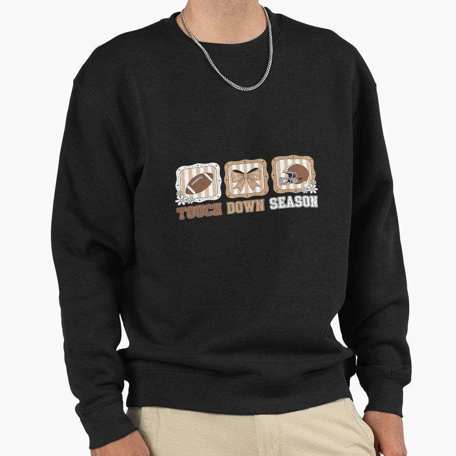 Preppy Touchdown Season Football Sweatshirt - Aesthetic Graphic for Adults - T-Shirt, Sweatshirt, Hoodie
