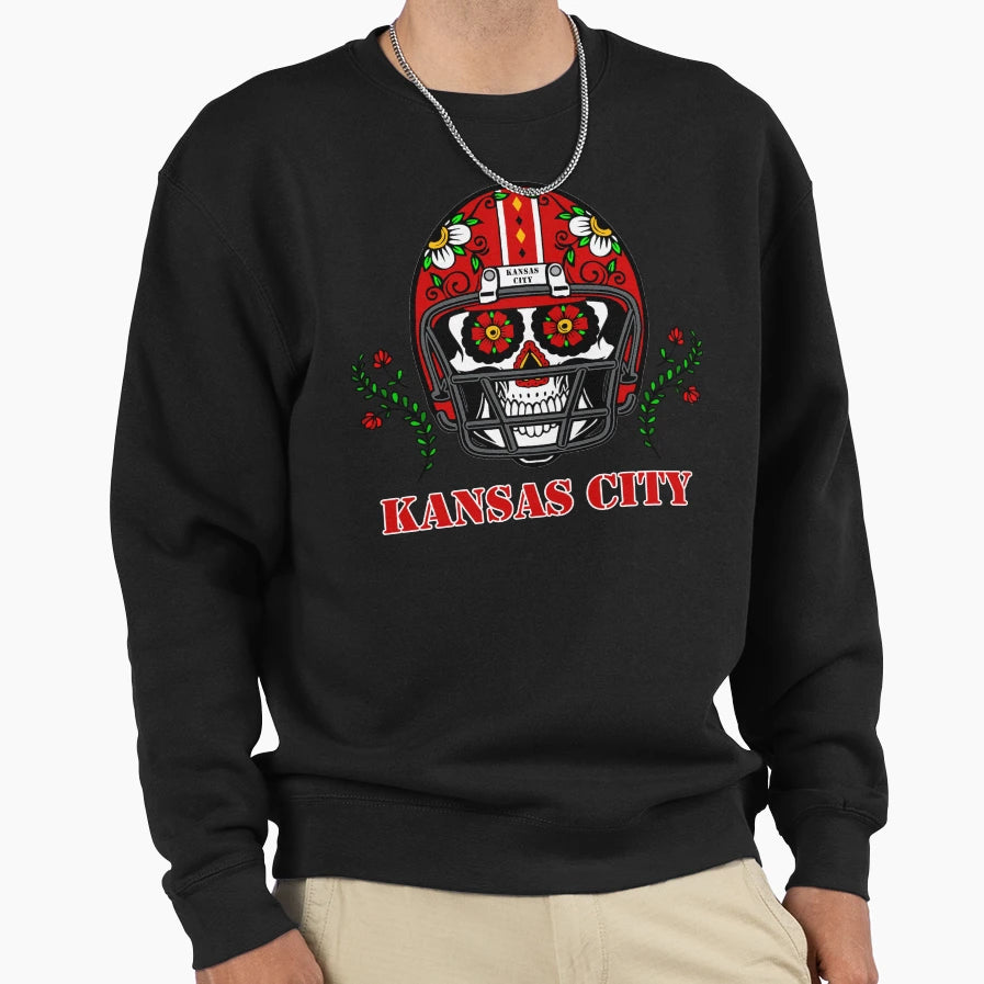 Kansas City Football Helmet Sugar Sweatshirt - Minimalist Print Unisex - T-Shirt, Sweatshirt, Hoodie