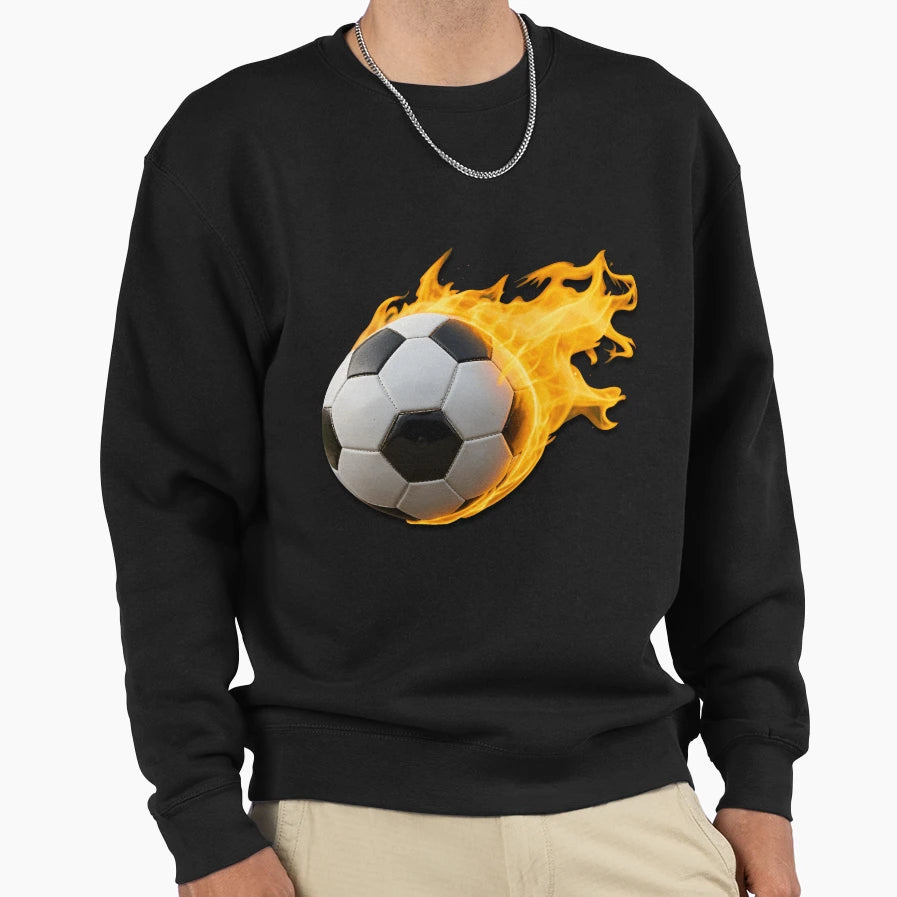 Fire Football Black Sweatshirt - Casual Everyday Wear for Adults - T-Shirt, Sweatshirt, Hoodie
