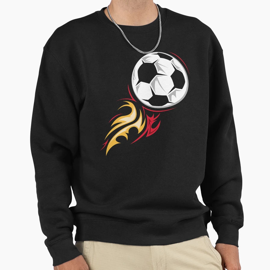 Soccer Fire Ball Illustration Sweatshirt - Aesthetic Graphic for Adults - T-Shirt, Sweatshirt, Hoodie