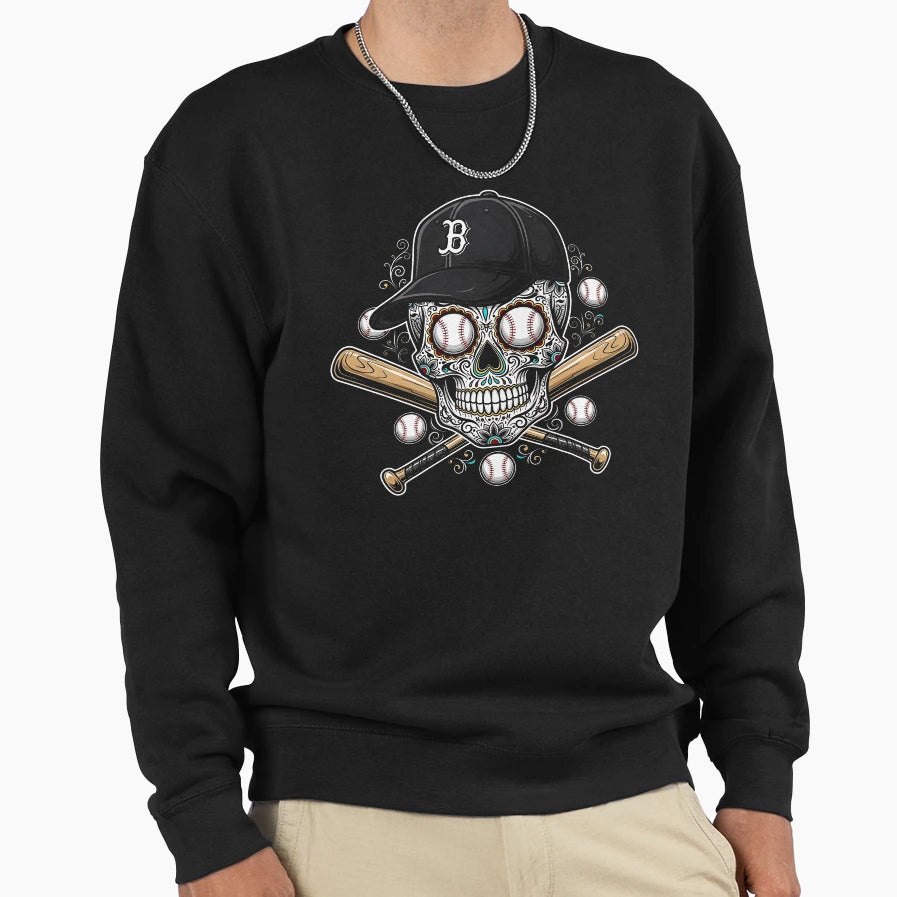 Latino Mexican Sugar Skull Baseball Sweatshirt - Novelty Apparel Unisex - T-Shirt, Sweatshirt, Hoodie