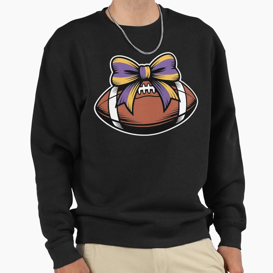 Purple Yellow Gold Football Coquette Sweatshirt - Unique Graphic Unisex - T-Shirt, Sweatshirt, Hoodie