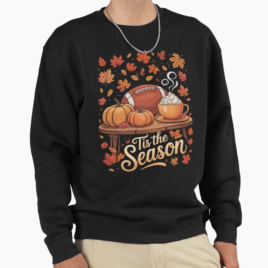 Pumpkin Spice Football Tis Season Sweatshirt - Streetwear Style for Adults - T-Shirt, Sweatshirt, Hoodie