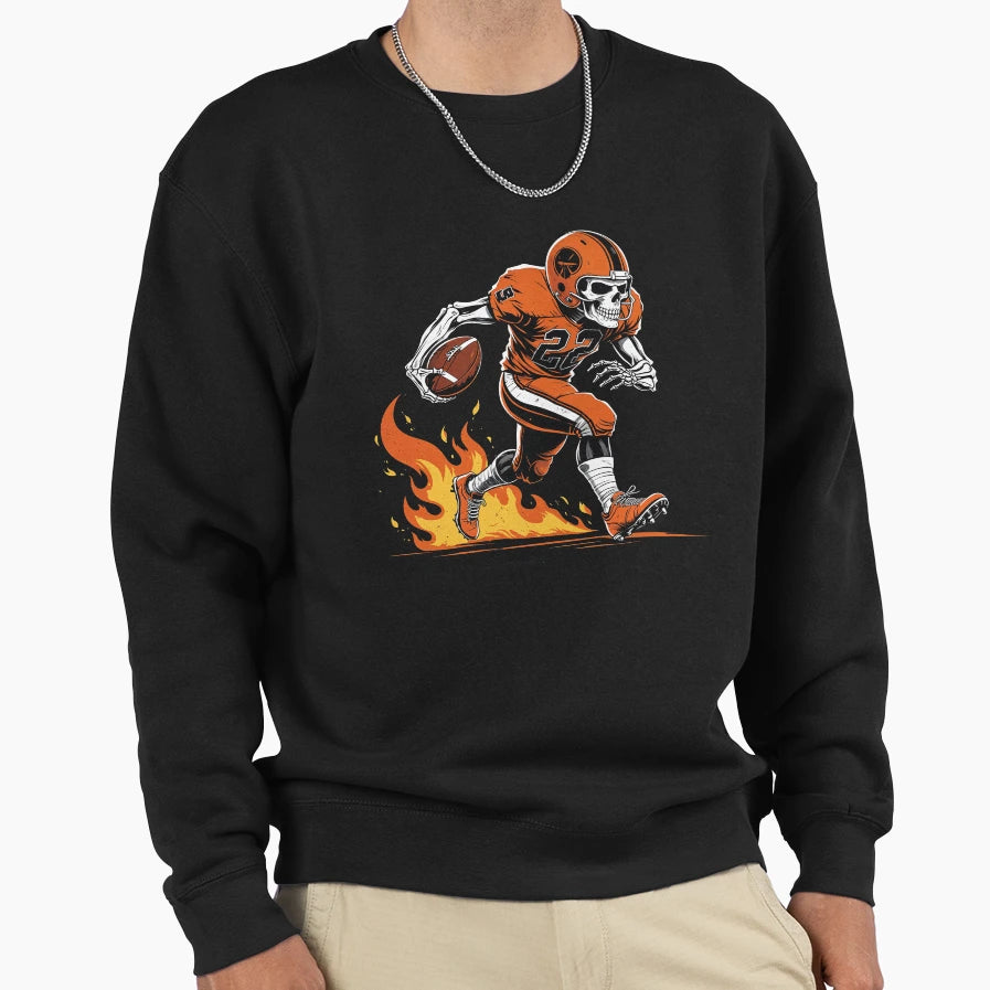 Skeleton American Football Fire T-Shirt - Casual Everyday Wear Men Women - T-Shirt, Sweatshirt, Hoodie