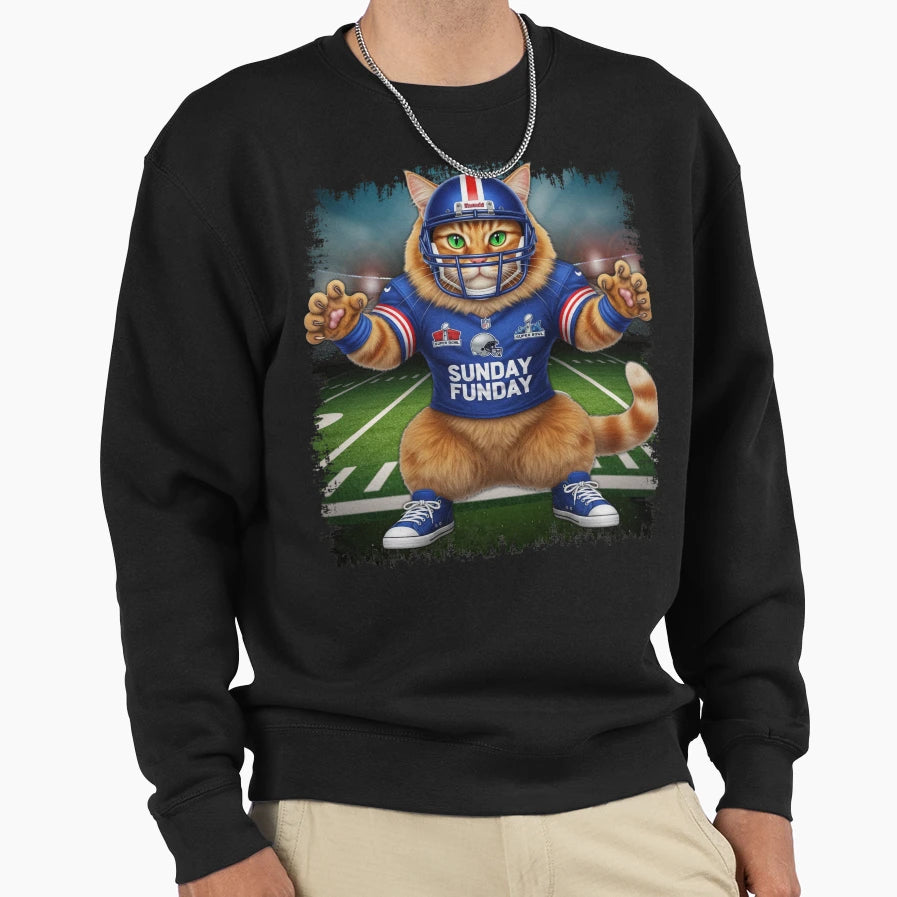 Super Bowl Cat Football Cat Sunday Sweatshirt - Minimalist Print Unisex - T-Shirt, Sweatshirt, Hoodie