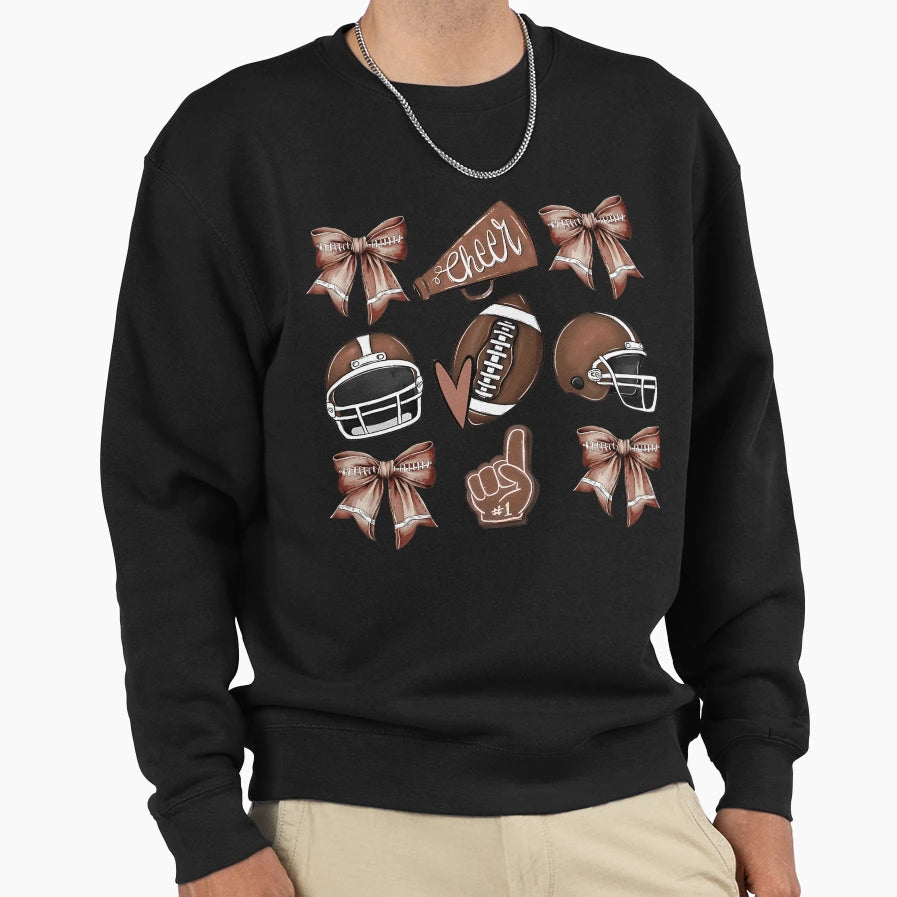 Girly Football And Cheer Football Sweatshirt - Streetwear Style Men Women - T-Shirt, Sweatshirt, Hoodie