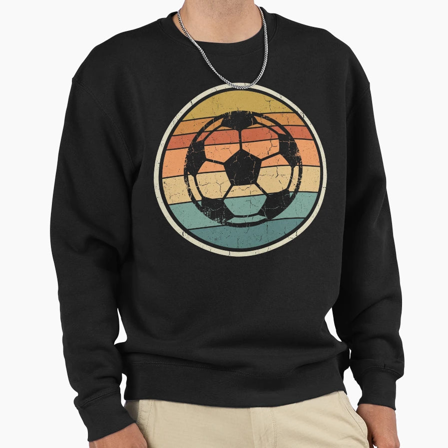 Sunset Soccer Ball Distressed Sweatshirt - Graphic Print for Adults - T-Shirt, Sweatshirt, Hoodie