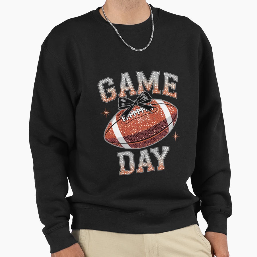 Coquette Bow Game Day Football Mama Sweatshirt - Unique Graphic Unisex - T-Shirt, Sweatshirt, Hoodie