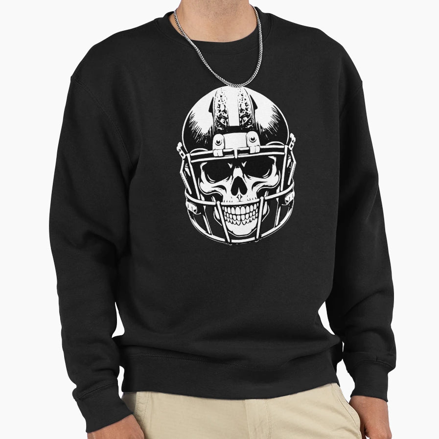 Football Helmet Skull Sweatshirt - Casual Everyday Wear for Adults - T-Shirt, Sweatshirt, Hoodie