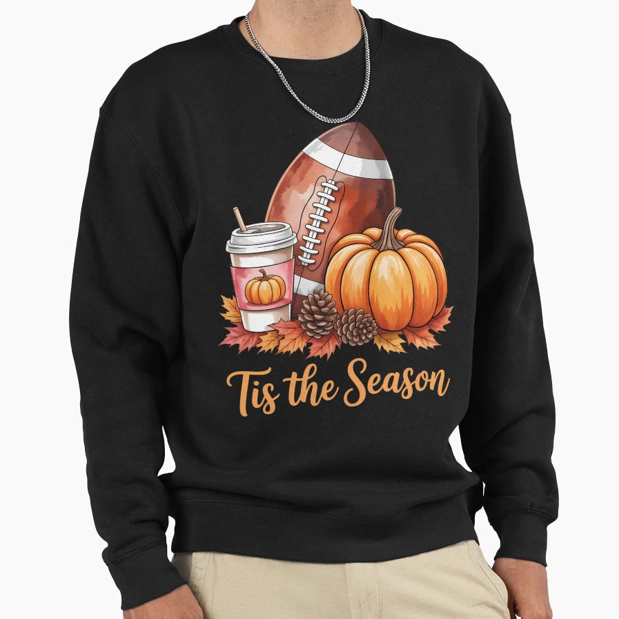 Football Lovers Pumpkin Fall Sweatshirt - Novelty Apparel for Adults - T-Shirt, Sweatshirt, Hoodie