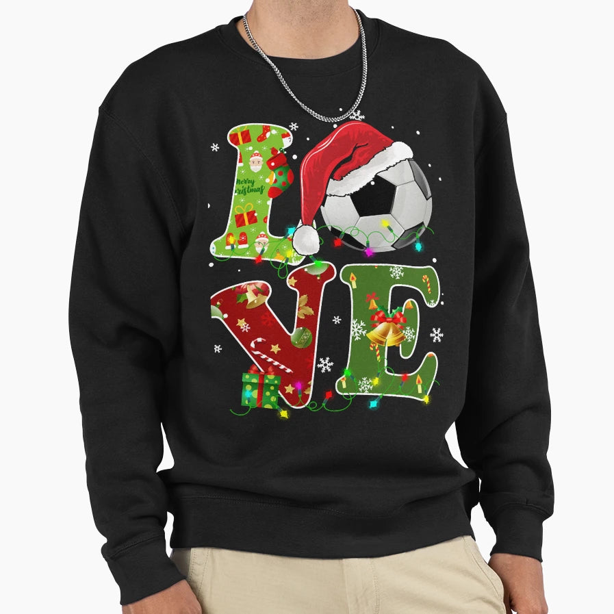 Soccer Funny Sports Lover Ball Santa Sweatshirt - Novelty Apparel Unisex - T-Shirt, Sweatshirt, Hoodie