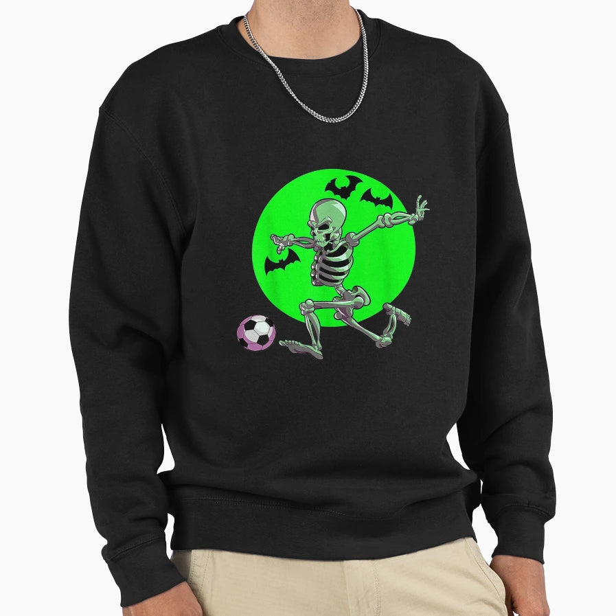 Soccer Skeleton Halloween Soccer Sweatshirt - Trendy Graphic for Adults - T-Shirt, Sweatshirt, Hoodie