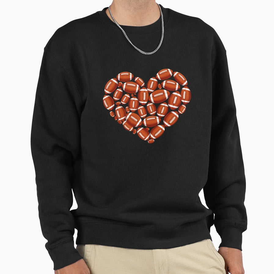 Football Heart Valentines Day Sweatshirt - Minimalist Print for Adults - T-Shirt, Sweatshirt, Hoodie