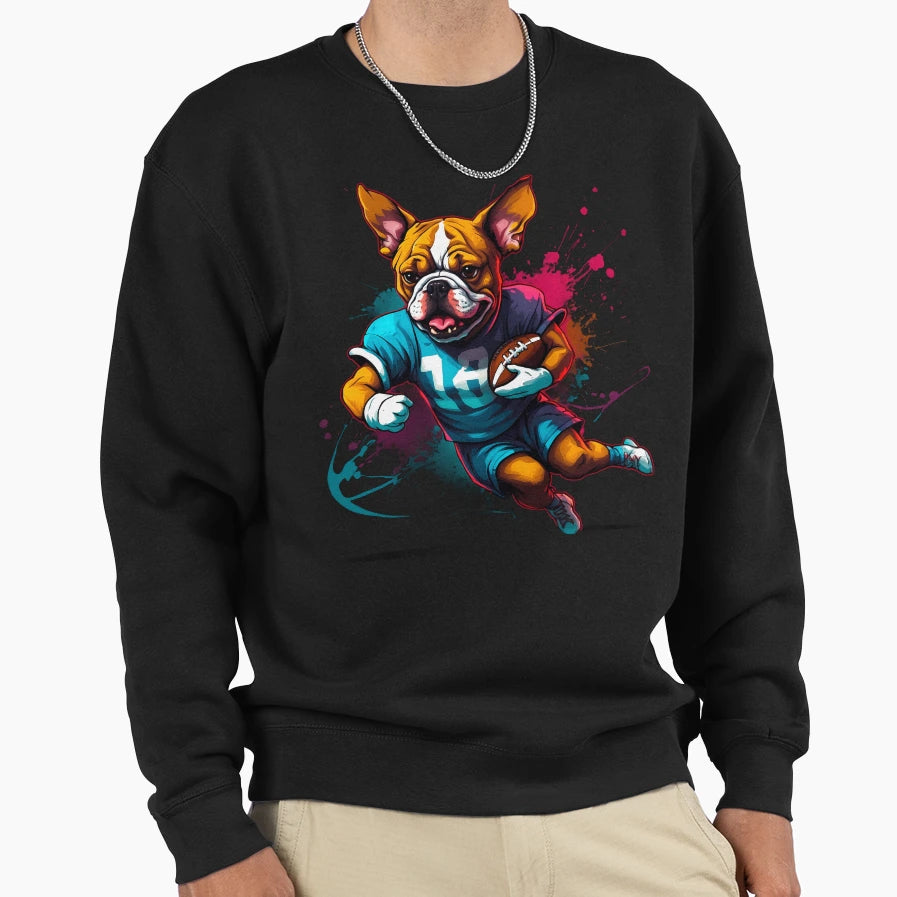 Bulldog Boxer Dog Playing Sweatshirt - Aesthetic Graphic Men Women - T-Shirt, Sweatshirt, Hoodie