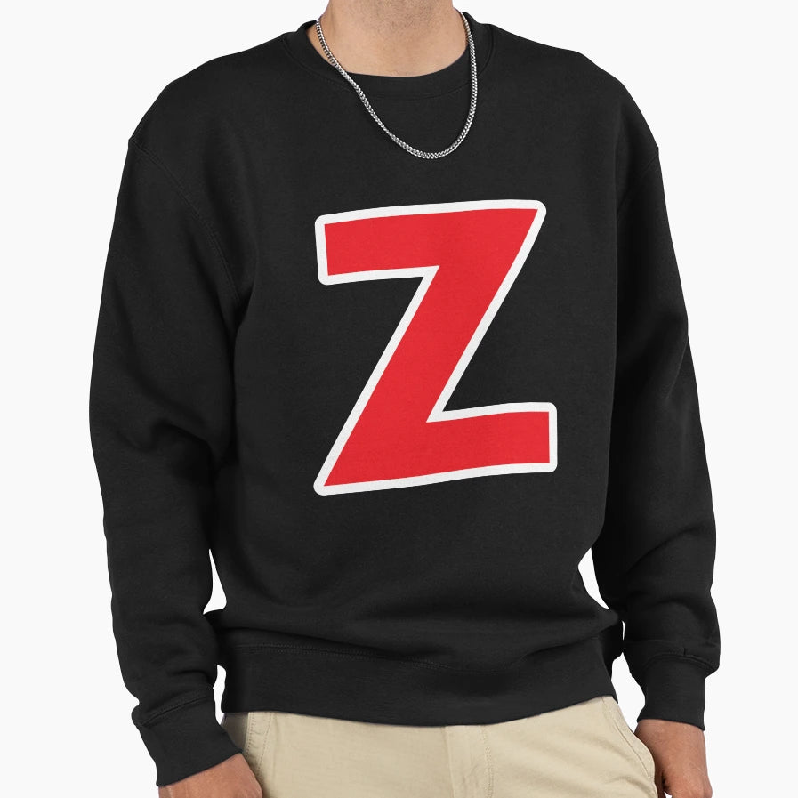Z Initial Letter Z Red And White Sweatshirt - Fun Novelty Design Unisex - T-Shirt, Sweatshirt, Hoodie