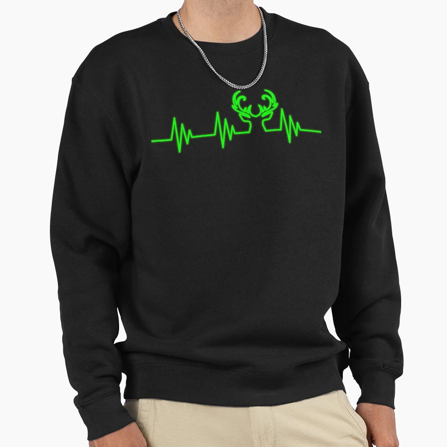 Heartbeat Deer Sweatshirt - Fun Novelty Design Men Women - T-Shirt, Sweatshirt, Hoodie