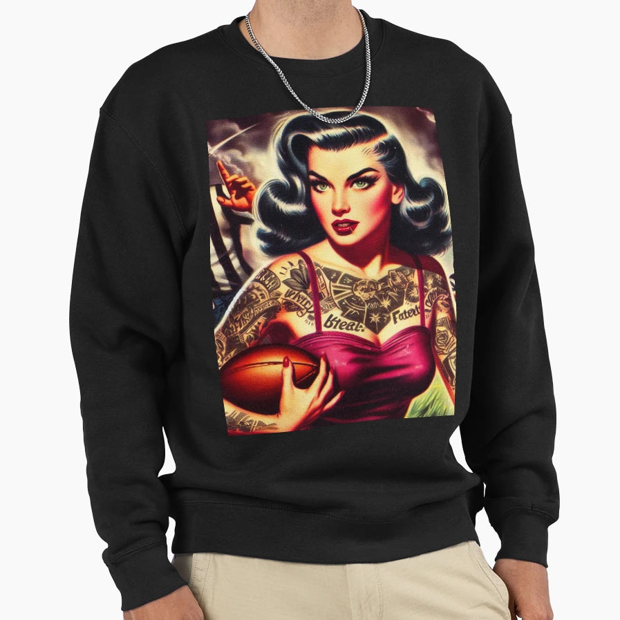 Football Pin Up Sweatshirt - Custom Art Print Men Women - T-Shirt, Sweatshirt, Hoodie