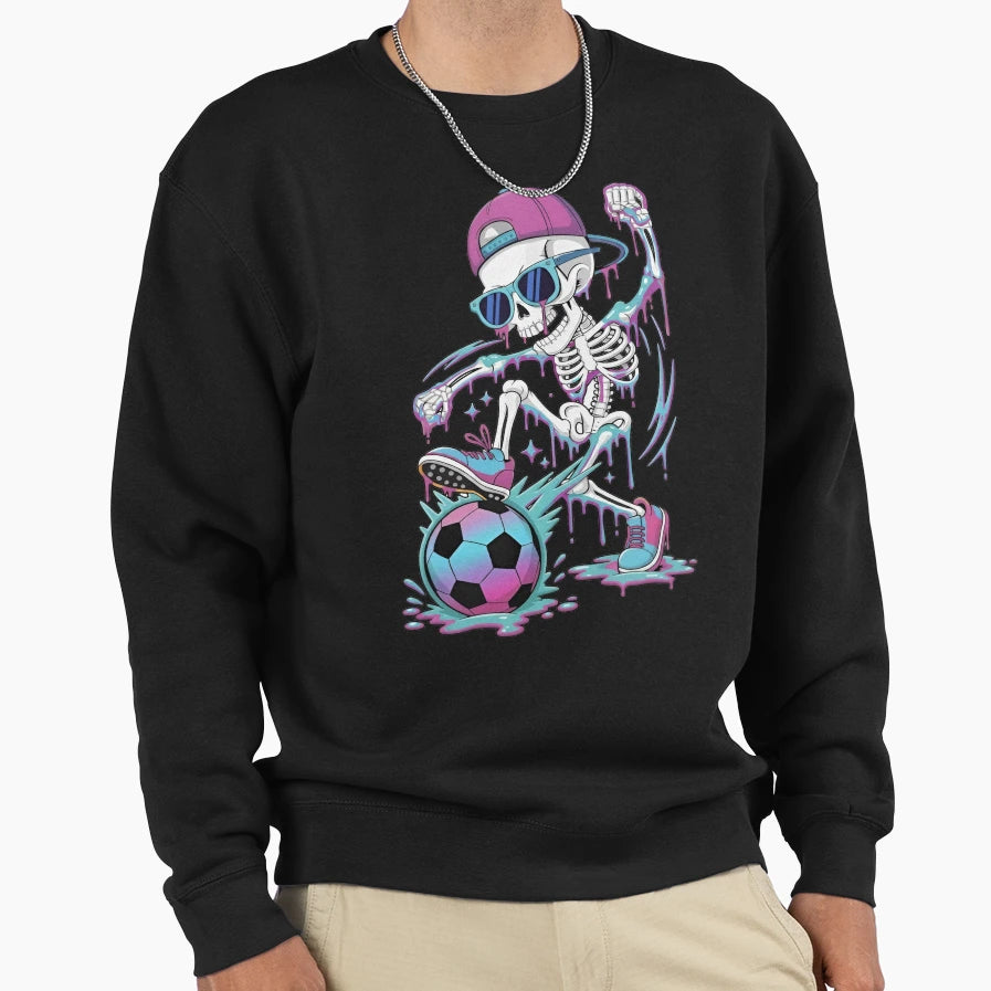 Pastel Drip Skeleton Soccer T-Shirt - Streetwear Style Unisex - T-Shirt, Sweatshirt, Hoodie