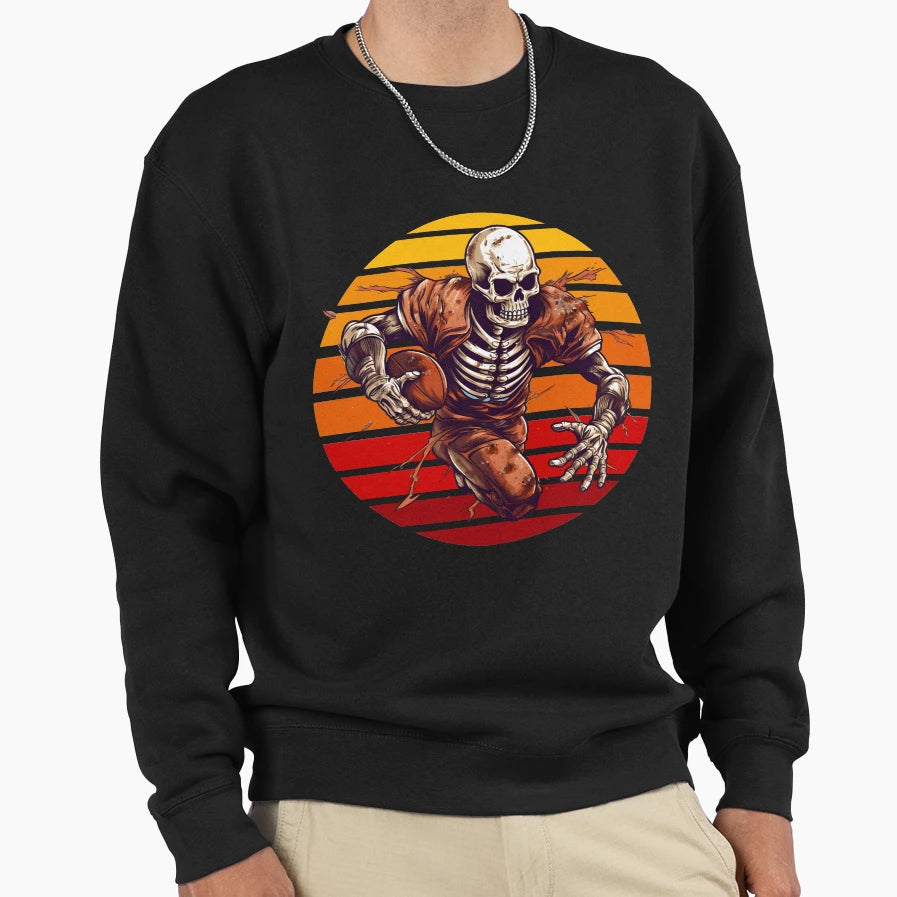 Skeleton Football Player Skeleton Sweatshirt - Unique Graphic Unisex - T-Shirt, Sweatshirt, Hoodie