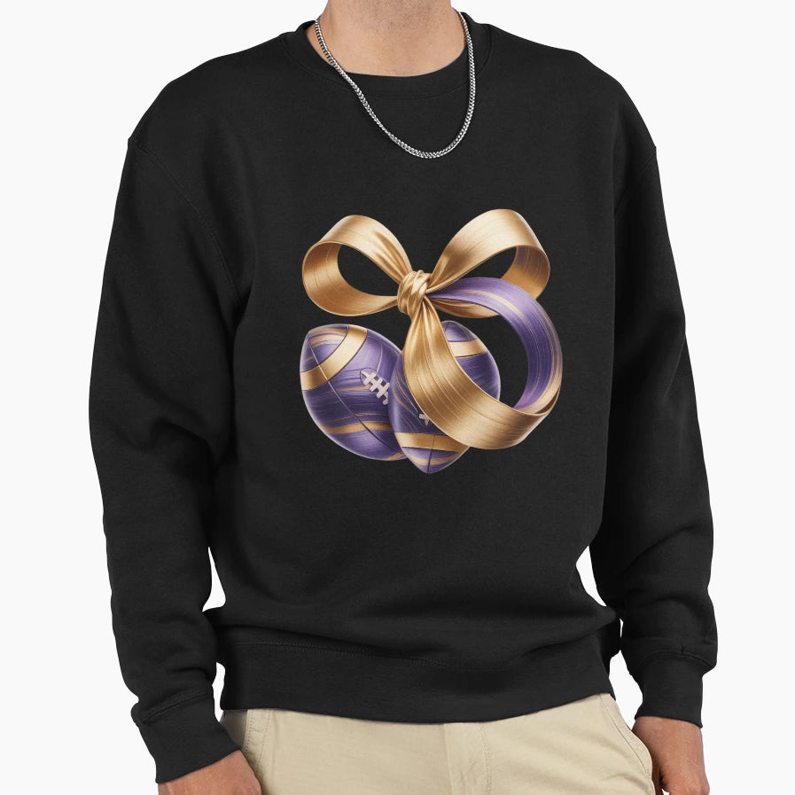 Purple Yellow Gold Football Sweatshirt - Novelty Apparel for Adults - T-Shirt, Sweatshirt, Hoodie
