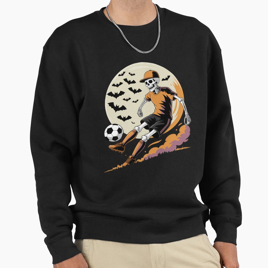 Funny Skeleton Soccer Halloween Sweatshirt - Trendy Graphic Unisex - T-Shirt, Sweatshirt, Hoodie