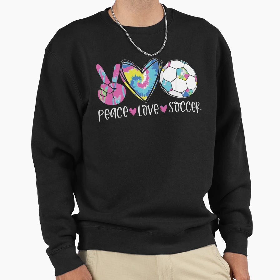 Peace Love Soccer Soccer Sweatshirt - Casual Everyday Wear for Adults - T-Shirt, Sweatshirt, Hoodie