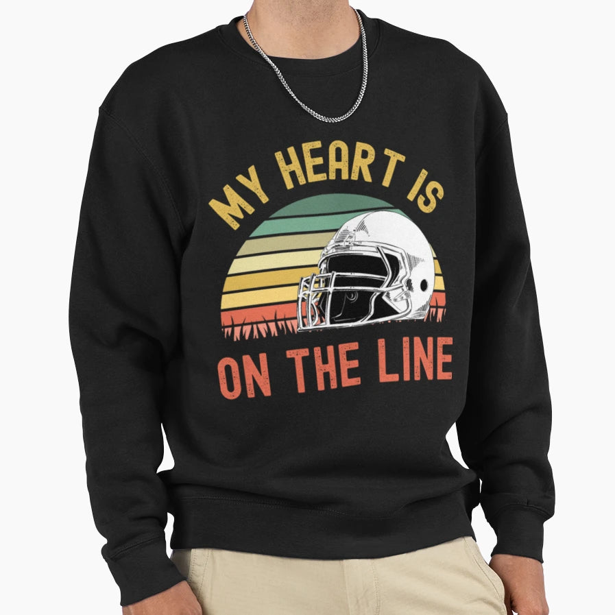 My Heart Is Line Football Offense Sweatshirt - Minimalist Print Men Women - T-Shirt, Sweatshirt, Hoodie