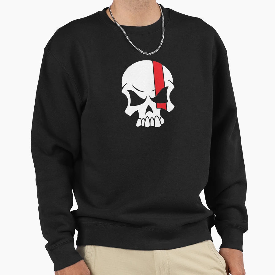 Firefighter Skull Thin Red Line Sweatshirt - Minimalist Print Men Women - T-Shirt, Sweatshirt, Hoodie