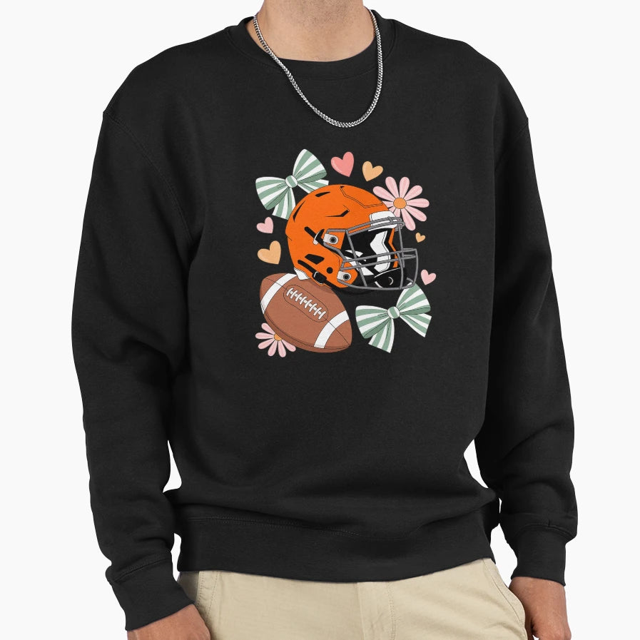 Coquette Football Bow Football Mom Sweatshirt - Trendy Graphic for Adults - T-Shirt, Sweatshirt, Hoodie