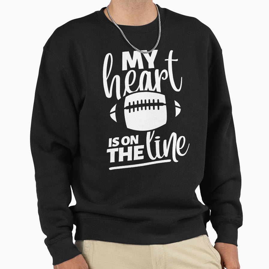 My Heart Is Line Football Offensive Sweatshirt - Minimalist Print Unisex - T-Shirt, Sweatshirt, Hoodie