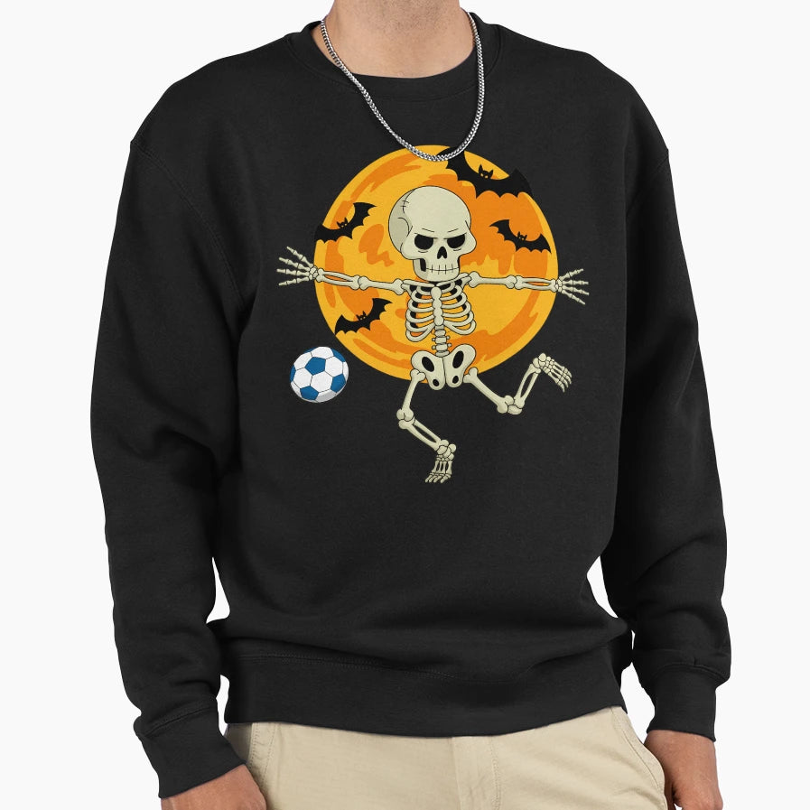 Soccer Skeleton Halloween Sweatshirt - Casual Everyday Wear Men Women - T-Shirt, Sweatshirt, Hoodie