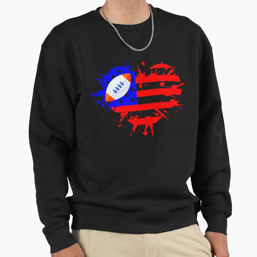 Football American Flag 4Th July Sweatshirt - Graphic Print for Adults - T-Shirt, Sweatshirt, Hoodie