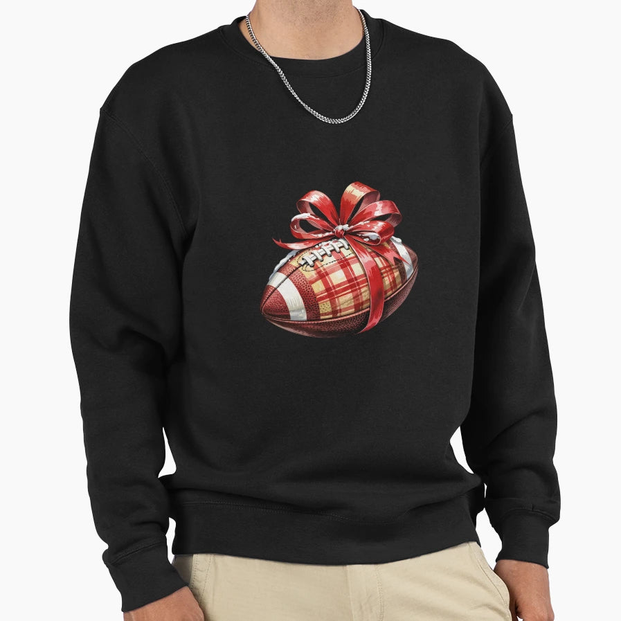 Girly Coquette Football Bow Game Day Sweatshirt - Graphic Print Unisex - T-Shirt, Sweatshirt, Hoodie
