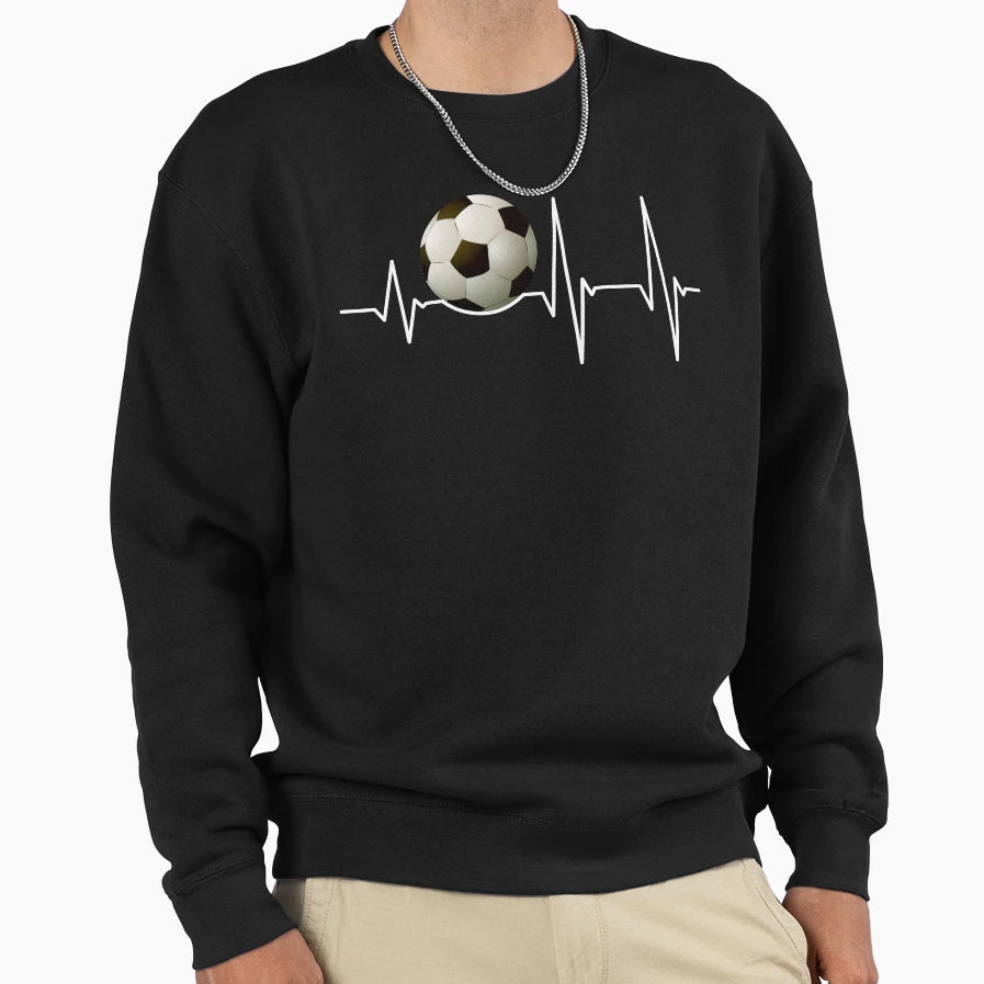 Heartbeat Soccer Players And Sports Fan Sweatshirt - Graphic Print Unisex - T-Shirt, Sweatshirt, Hoodie
