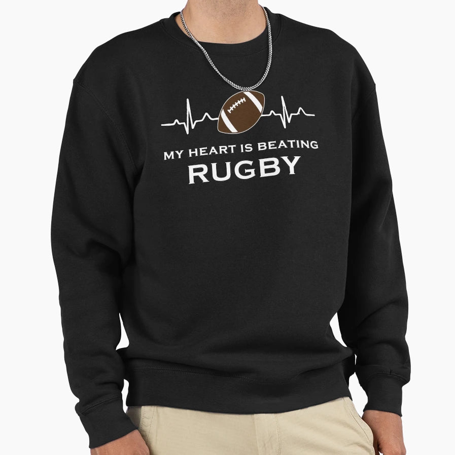 Rugby Heartbeat Sweatshirt - Novelty Apparel for Adults - T-Shirt, Sweatshirt, Hoodie