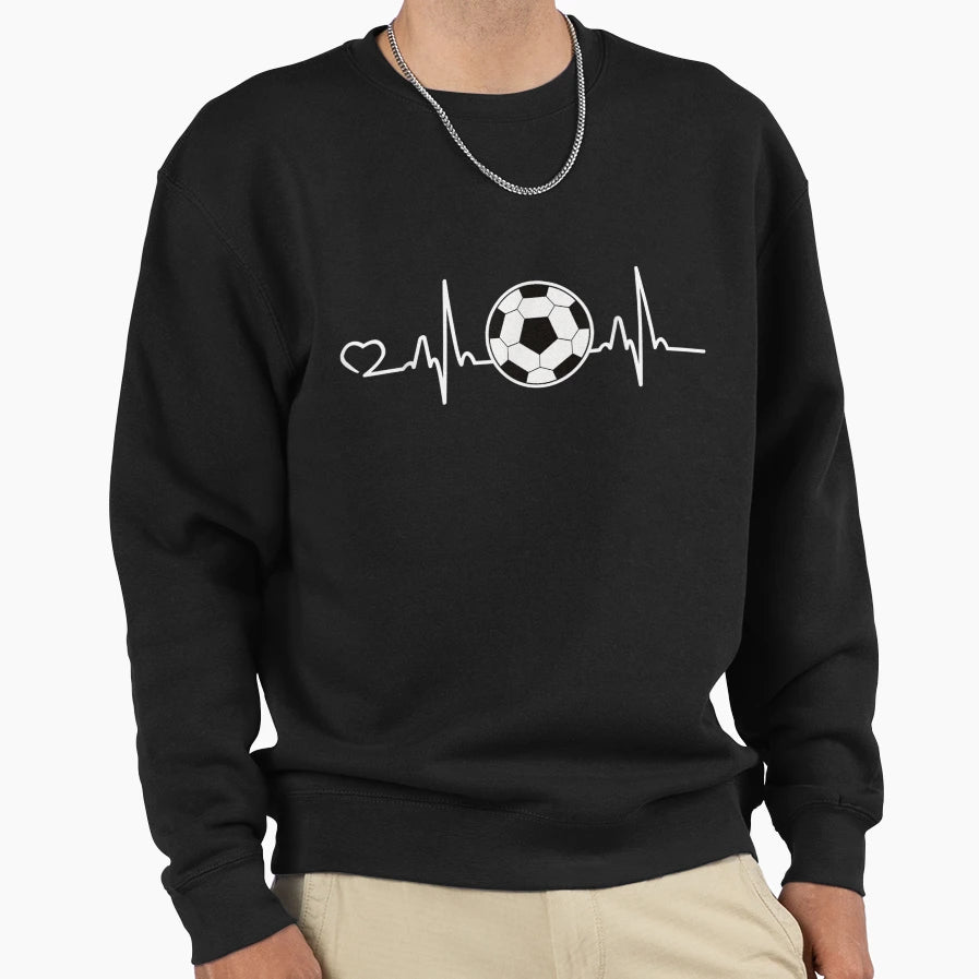 Funny Soccer Heartbeat Soccer Player Sweatshirt - Minimalist Print Unisex - T-Shirt, Sweatshirt, Hoodie